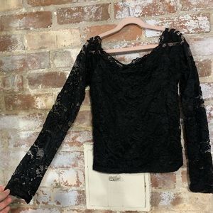 💜Black lace top